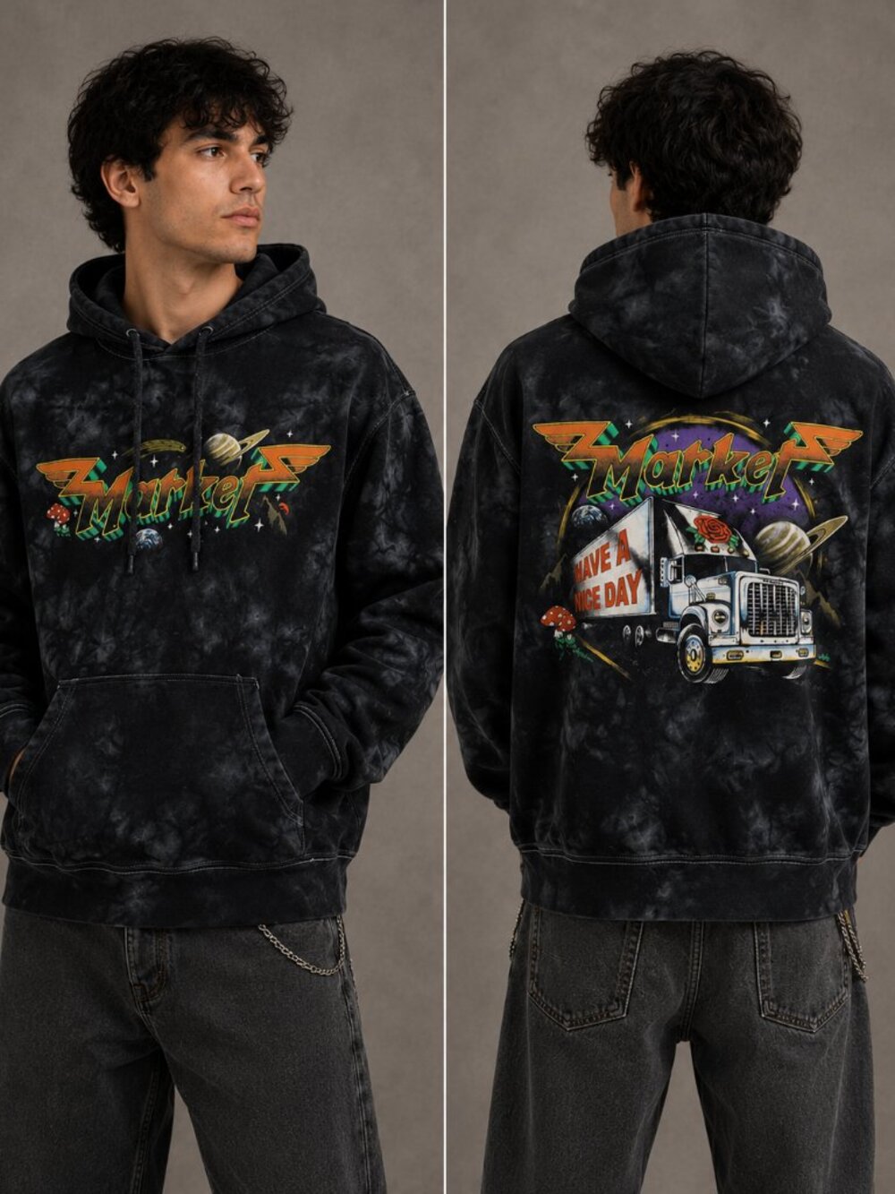 Market Studios Have A Nice Day Hoodie Sweatshirt Size Medium